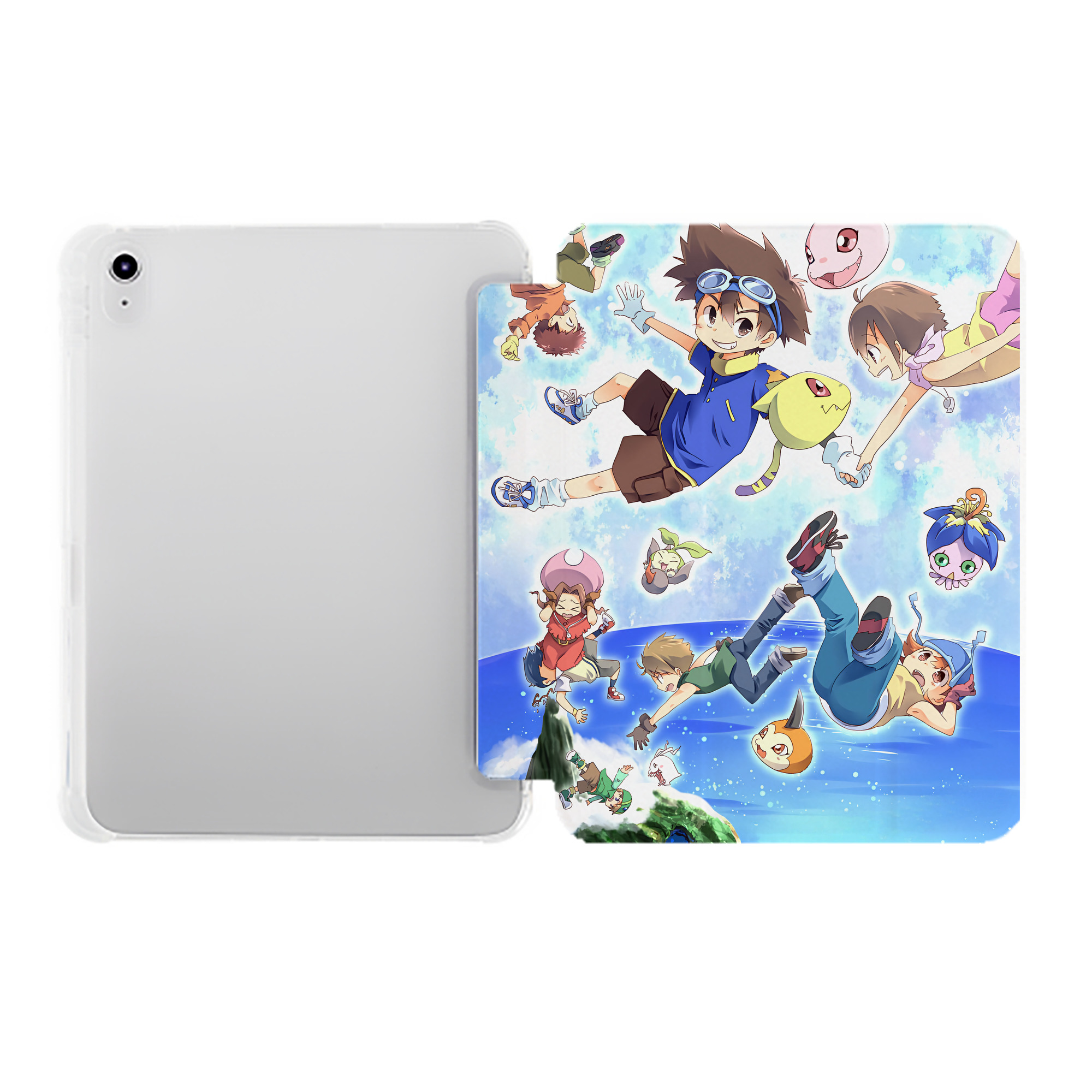 （画像用） Digimon デジタルモンスター/デジモン IPad ケース ペン収納付き 三つ折りスタンド PUレザー×シリコン 対応機種9.5/10.5/10.9インチ